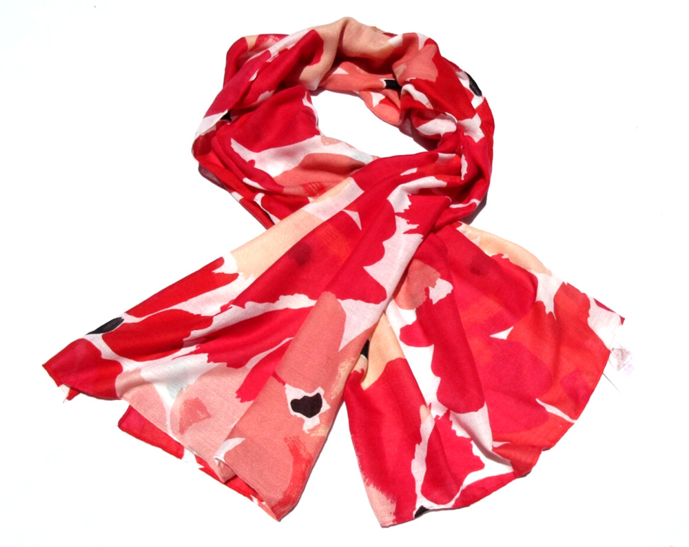 NWT Jessica Simpson Pink Flower Fashion Print Sheer 29x70" Big Long Scarf Wrap